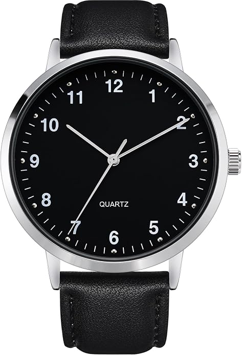 Mens Large Black Belt Modern Watch