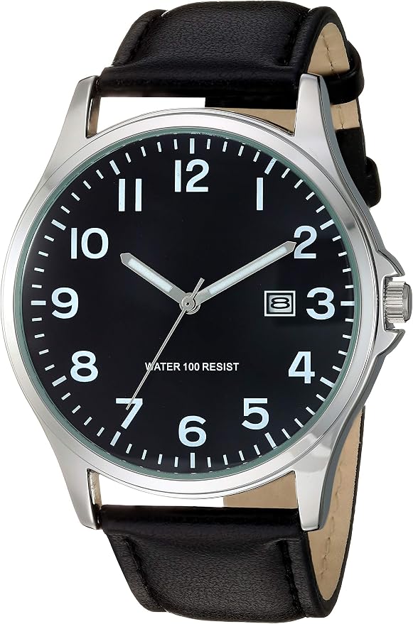 Men's Leather Band Analog Watch